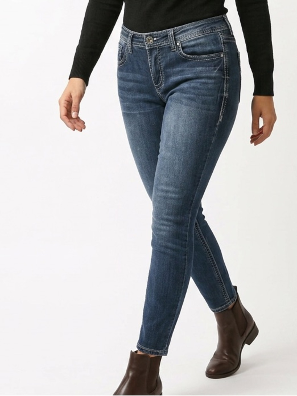 Seven7 Women's Skinny Jeans plus Size 14 Blue Medium Wash Slim Fit